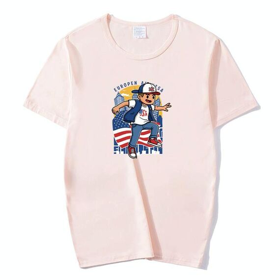 Maglietta a maniche corte in modal con scollo rotondo stampato per bambini, stampa su richiesta, taglia: XL (arancione)