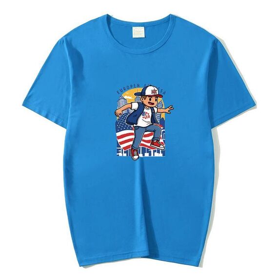 Maglietta a maniche corte in modal con scollo rotondo stampato per bambini, stampa su richiesta, taglia: XL (grigio)