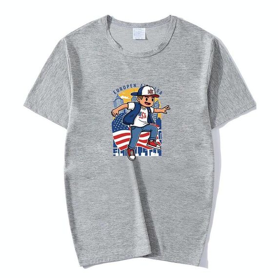 Maglietta a maniche corte in modal con scollo rotondo stampato da ragazzo, stampa su richiesta, taglia: XXXXL (blu lago)