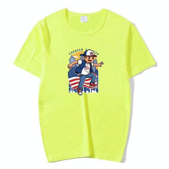 Maglietta a maniche corte in modal con scollo tondo stampato da ragazzo, stampa su richiesta, taglia: XXXXXL (verde erba)