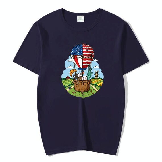 Maglietta a maniche corte in modal con scollo rotondo e stampa a palloncino, stampa su richiesta, taglia: XXXL (blu navy)