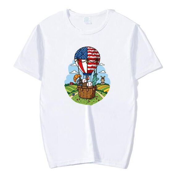 Maglietta a maniche corte in modal con scollo rotondo e stampa a palloncino, stampa su richiesta, taglia: XXXXXL (bianco)