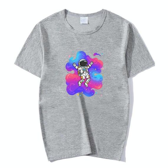 T-shirt a maniche corte in modal con scollo rotondo e stampa astronauta, stampa su richiesta, taglia: XXL (blu lago)