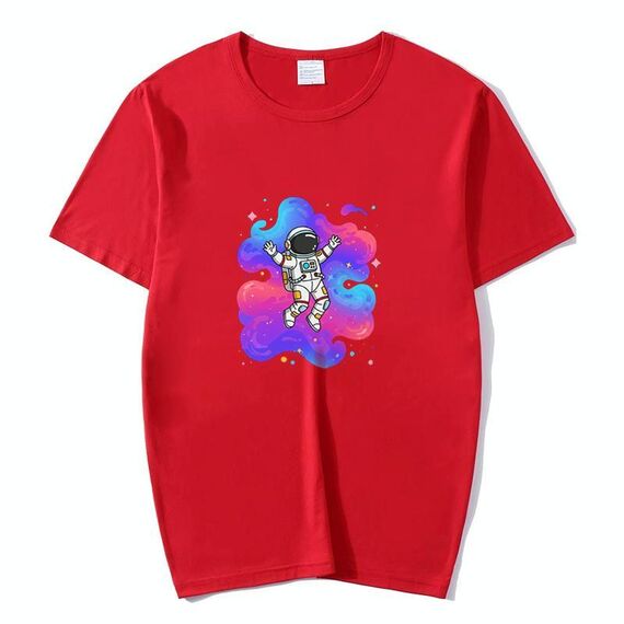 T-shirt a maniche corte in modal con scollo rotondo e stampa astronauta, stampa su richiesta, taglia: XXXXXL (nero)
