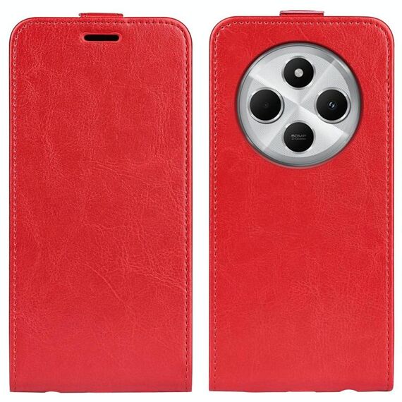 Per Xiaomi Redmi 14C 4G R64 Texture Custodia per telefono in pelle con flip verticale singolo (rosso)