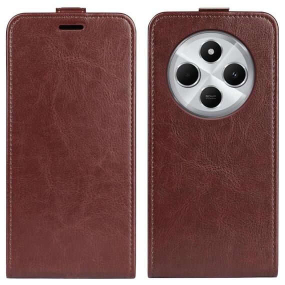 Per Xiaomi Redmi 14C 4G R64 Texture Custodia per telefono in pelle con flip verticale singolo (marrone)