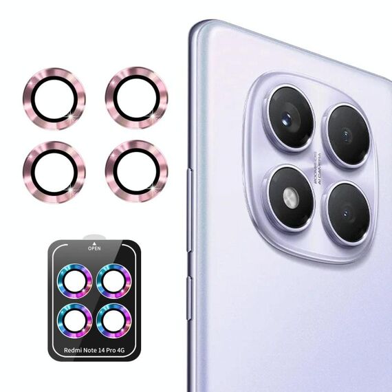 Per Redmi Note 14 Pro 4G Global ENKAY Hat-Prince 9H Obiettivo della fotocamera posteriore Pellicola in vetro temperato in lega di alluminio (rosa)