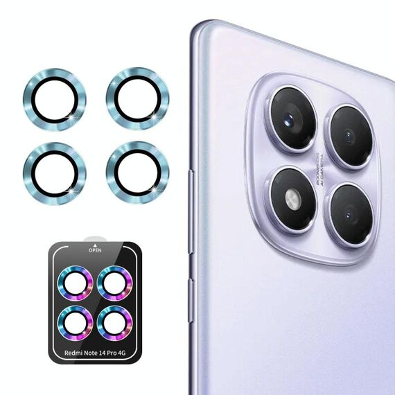 Per Redmi Note 14 Pro 4G Global ENKAY Hat-Prince 9H Obiettivo della fotocamera posteriore Pellicola in vetro temperato in lega di alluminio (azzurro chiaro)