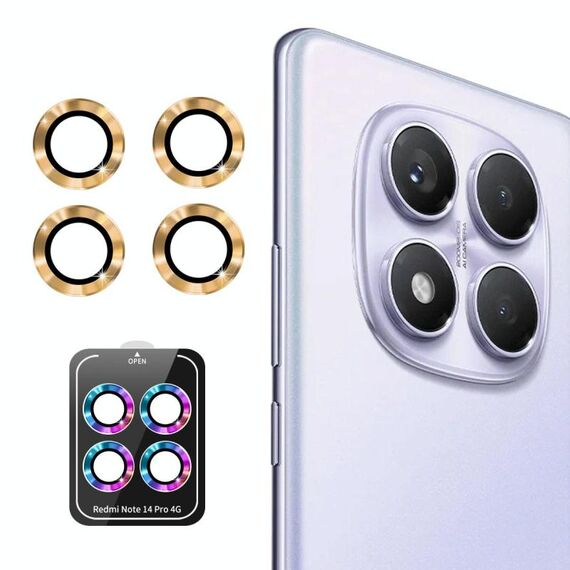 Per Redmi Note 14 Pro 4G Global ENKAY Hat-Prince 9H Obiettivo della fotocamera posteriore Pellicola in vetro temperato in lega di alluminio (oro)