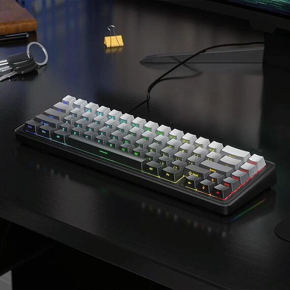 Tastiera meccanica AULA F65 67 tasti 2.4G / BT / cablata a tre modelli RGB Gaske (asse grigio sfumato-viola)