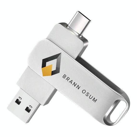 Unità flash USB rotante in metallo USB2.0 / Type-C Stampa su richiesta, memoria: 8 GB (BRANN OSUM)