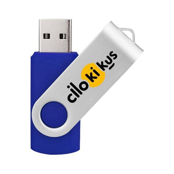 Unità flash USB 2.0 rotante in metallo colorato Stampa su richiesta, memoria: 128 GB (blu scuro)