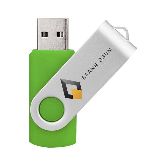 Unità flash USB 2.0 rotante in metallo colorato Stampa su richiesta, memoria: 8 GB (verde)