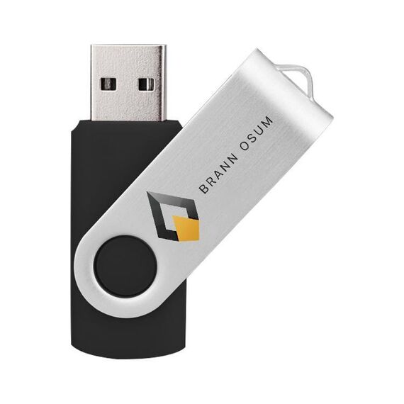 Unità flash USB 2.0 rotante in metallo colorato Stampa su richiesta, memoria: 256 GB (nero)