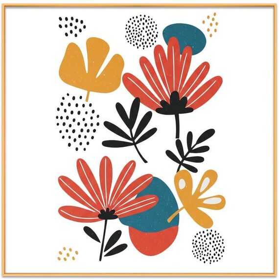 Dipinto decorativo con cornice in lega di alluminio, stampa su richiesta, dimensioni: 40x40 cm (fiori)