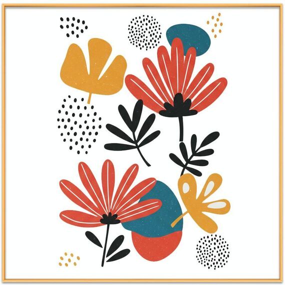 Dipinto decorativo con cornice in lega di alluminio, stampa su richiesta, dimensioni: 50x50 cm (fiori)