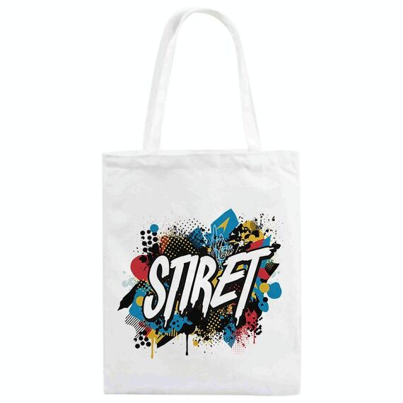 Borsa in tela stampata con alfabeto, stampa su richiesta, dimensioni: 30x25 cm (bianco)