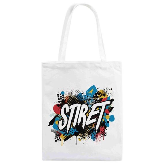 Borsa in tela stampata con alfabeto, stampa su richiesta, dimensioni: 35x30 cm (bianco)