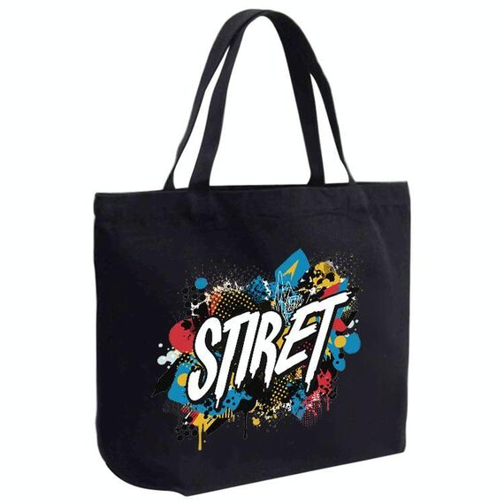 Borsa a mano in tela stampata con alfabeto, stampa su richiesta, dimensioni: 30x40x10 cm (nero)