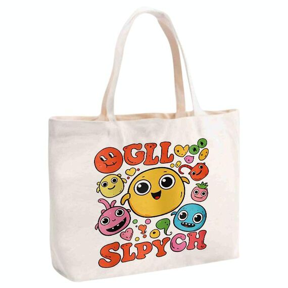 Borsa a mano in tela stampata con faccia buffa, stampa su richiesta, dimensioni: 20x30x10 cm (beige)