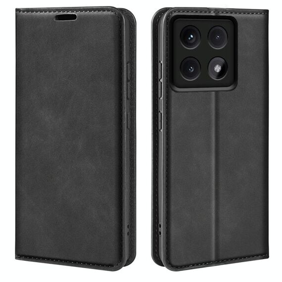 Per Xiaomi 14T Pro Retro-skin Custodia in pelle con ventosa magnetica (nero)