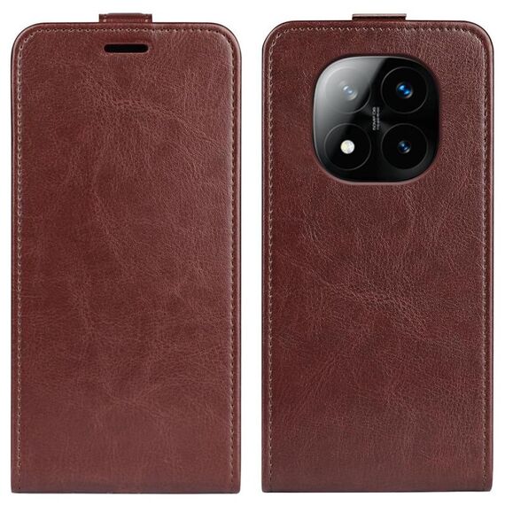 Per Xiaomi Redmi Note 14 Pro+ 5G R64 Texture Custodia per telefono in pelle con flip verticale singolo (marrone)