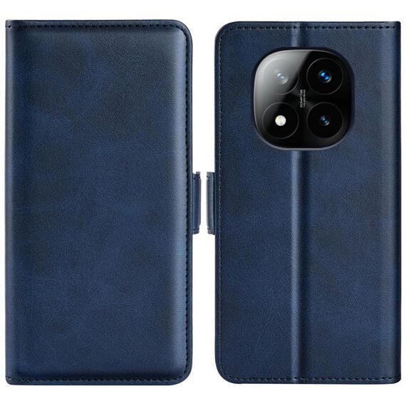 Per Xiaomi Redmi Note 14 Pro+ Custodia in pelle con chiusura magnetica orizzontale a doppio lato (blu scuro)