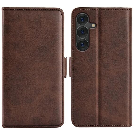 Per Samsung Galaxy S25+ 5G Custodia in pelle con fibbia magnetica orizzontale a doppio lato (marrone)