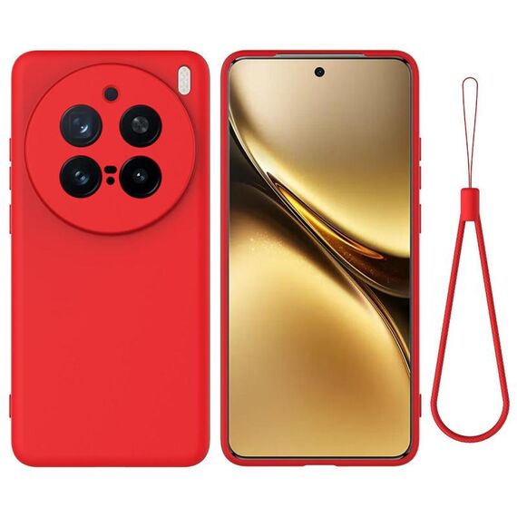 Per vivo X200 Pro Custodia per telefono antiurto in silicone liquido a tinta unita con copertura totale (rosso)