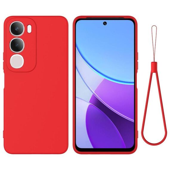 Per vivo Y29 5G Custodia per telefono antiurto in silicone liquido a tinta unita con copertura totale (rosso)