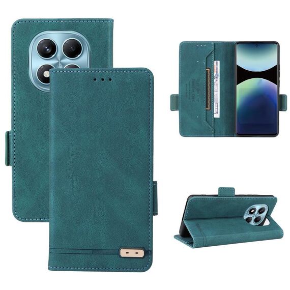 Per Redmi Note 14 Pro 4G Custodia in pelle con chiusura magnetica (verde)