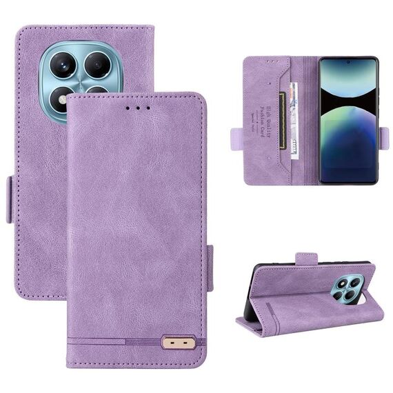 Per Redmi Note 14 Pro 4G Custodia in pelle con chiusura magnetica (viola)