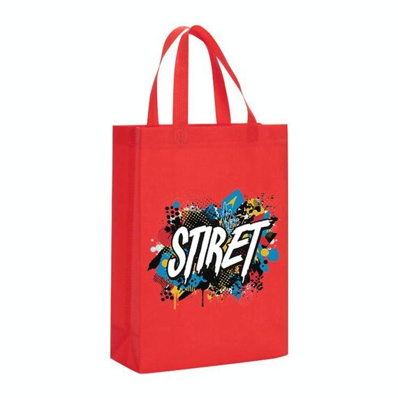Borsa in tessuto non tessuto stampato con alfabeto, stampa su richiesta, dimensioni: 35x25x10 cm (rosso)
