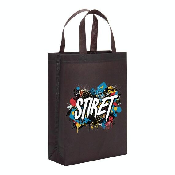 Borsa in tessuto non tessuto stampato con alfabeto, stampa su richiesta, dimensioni: 35x25x10 cm (caffè)