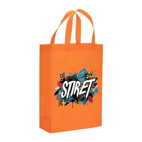 Borsa in tessuto non tessuto stampato con alfabeto, stampa su richiesta, dimensioni: 41x35x12 cm (arancione)