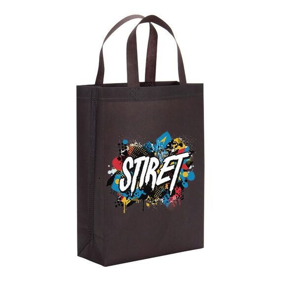 Borsa in tessuto non tessuto stampato con alfabeto, stampa su richiesta, dimensioni: 41x35x12 cm (caffè)