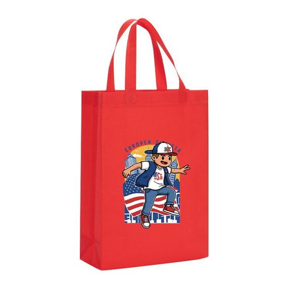 Borsa in tessuto non tessuto stampato per bambini, stampa su richiesta, dimensioni: 38x30x10 cm (rosso)