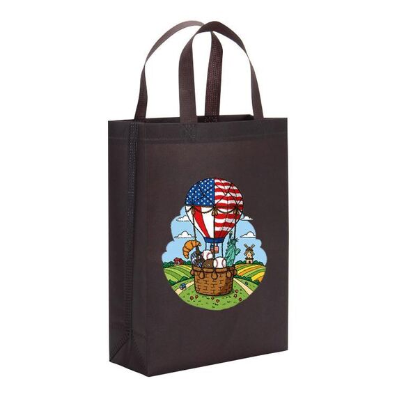 Borsa in tessuto non tessuto stampato a palloncino, stampa su richiesta, dimensioni: 35x25x10 cm (caffè)