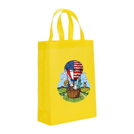 Borsa in tessuto non tessuto stampato a palloncino, stampa su richiesta, dimensioni: 38x30x10 cm (giallo)