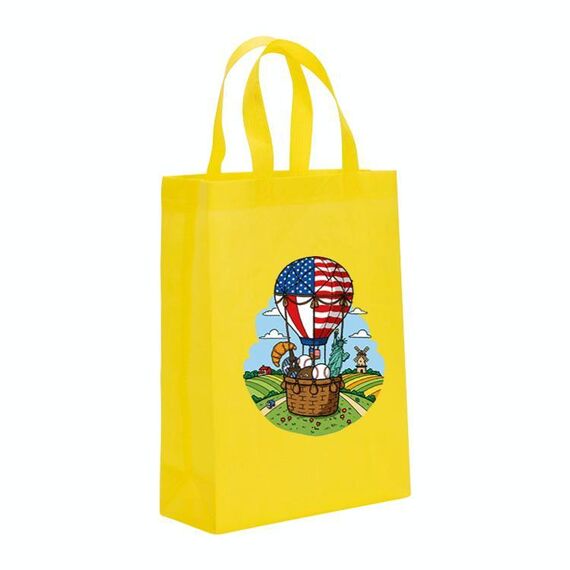 Borsa in tessuto non tessuto stampato a palloncino, stampa su richiesta, dimensioni: 41x35x12 cm (giallo)