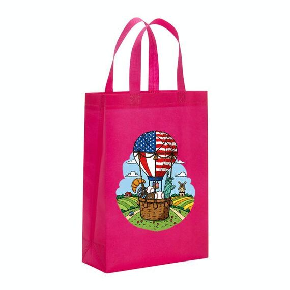 Borsa in tessuto non tessuto con stampa a palloncino, stampa su richiesta, dimensioni: 41x35x12 cm (rosso rosa)
