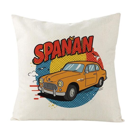 Federa per cuscino per divano stampata con auto, senza stampa centrale su richiesta, dimensioni: 35x35 cm (lino bianco)