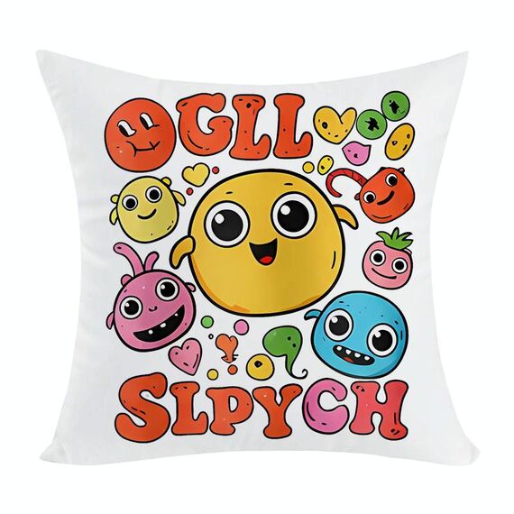 Federa per cuscino da divano con stampa di facce buffe, senza stampa centrale, su richiesta, dimensioni: 60x60 cm (peluche corto)