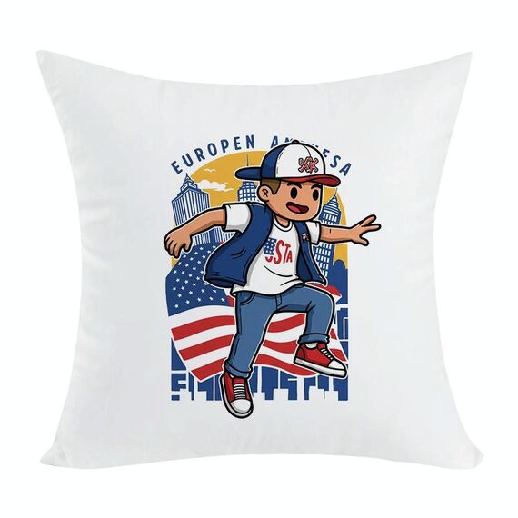 Cuscino per divano stampato per bambini con stampa centrale su richiesta, dimensioni: 35x35 cm (velluto color pesca)