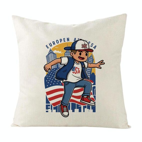 Cuscino per divano stampato per bambini con stampa centrale su richiesta, dimensioni: 40x40 cm (lino bianco)