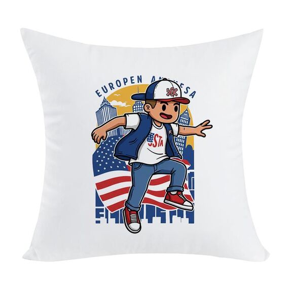 Cuscino per divano stampato per bambini con stampa centrale su richiesta, dimensioni: 40x40 cm (velluto color pesca)