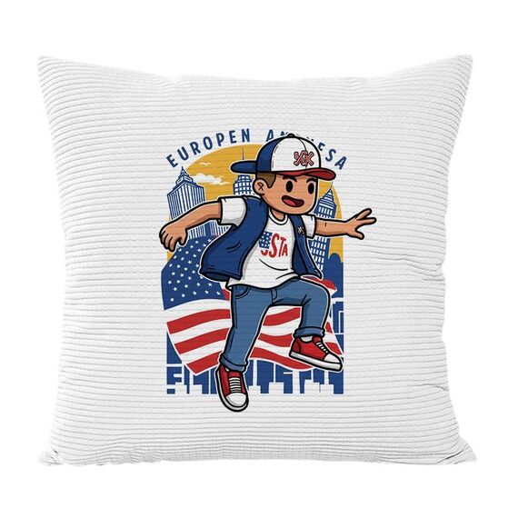 Cuscino per divano stampato per bambini con stampa centrale su richiesta, dimensioni: 60x60 cm (velluto granulare Twill)
