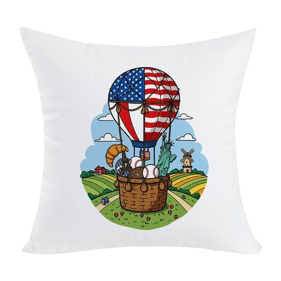 Cuscino per divano con stampa a palloncino con stampa centrale su richiesta, dimensioni: 45x45 cm (velluto color pesca)