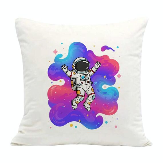 Cuscino per divano stampato con astronauta con stampa centrale su richiesta, dimensioni: 60x60 cm (velluto olandese)