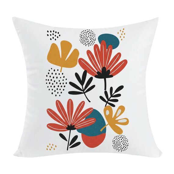 Cuscino per divano con stampa a fiori con stampa centrale su richiesta, dimensioni: 40x40 cm (peluche corto)